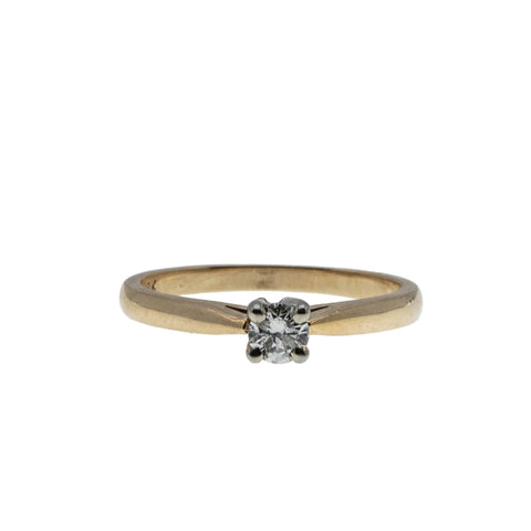Simply Yes! - Vintage 18K/14K Gold Natural Diamond Solitaire Engagement Ring (VR1048)