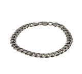 Silvery Classic - Vintage Italian Sterling Silver Heavy Curb Link  Bracelet (VB130)