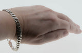 Silvery Classic - Vintage Italian Sterling Silver Heavy Curb Link  Bracelet (VB130)