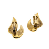 Olé - Estate Gold Plated Fifth Avenue Collection 'Butler Madrid' Austrian Swarovski Crystal Rhinestone  & Black Enamel Clip-On Earrings (EE201)