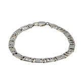 Silvery Adornment - Vintage Sterling Silver Heavy Fancy Link Bracelet (VB132)
