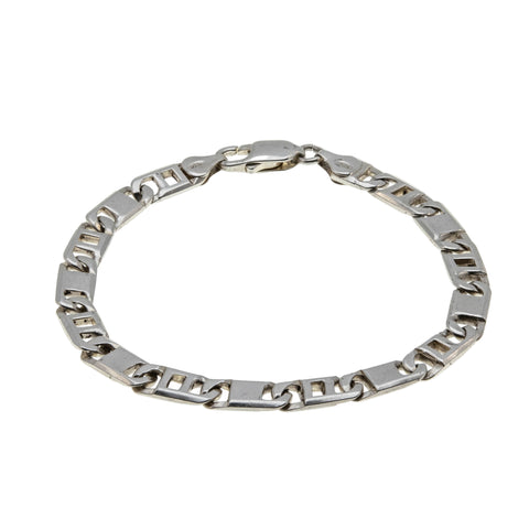 Silvery Adornment - Vintage Sterling Silver Heavy Fancy Link Bracelet (VB132)