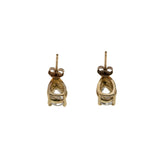 Water Drops - Vintage 10K Gold Tear-Drop Cubic Zirconia Stud Earrings (VE486)