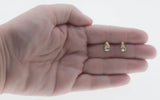 Water Drops - Vintage 10K Gold Tear-Drop Cubic Zirconia Stud Earrings (VE486)