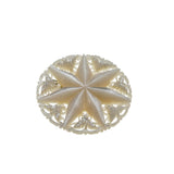 Star Of Bethlehem - Vintage Silver Metal Hand-Carved Luminescent Mother-Of Pearl Brooch (VBR320)