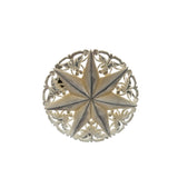 Star Of Bethlehem - Vintage Silver Metal Hand-Carved Luminescent Mother-Of Pearl Brooch (VBR320)