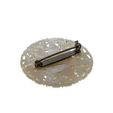 Star Of Bethlehem - Vintage Silver Metal Hand-Carved Luminescent Mother-Of Pearl Brooch (VBR320)