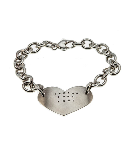 Dreams Do Come True - Estate Sterling Silver Heart Engraved Bracelet (EB025)