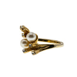 Luminous - Vintage Gold Plated Pearl & Crystal Rhinestone Ring (VR1055)