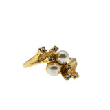 Luminous - Vintage Gold Plated Pearl & Crystal Rhinestone Ring (VR1055)
