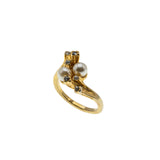 Luminous - Vintage Gold Plated Pearl & Crystal Rhinestone Ring (VR1055)