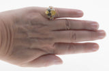 Canary Yellow Sparkler - Vintage Gold Plated Sterling Silver Cubic Zirconia Ring (VR1057)