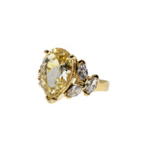 Canary Yellow Sparkler - Vintage Gold Plated Sterling Silver Cubic Zirconia Ring (VR1057)