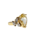 Canary Yellow Sparkler - Vintage Gold Plated Sterling Silver Cubic Zirconia Ring (VR1057)