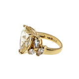 Canary Yellow Sparkler - Vintage Gold Plated Sterling Silver Cubic Zirconia Ring (VR1057)