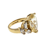 Canary Yellow Sparkler - Vintage Gold Plated Sterling Silver Cubic Zirconia Ring (VR1057)