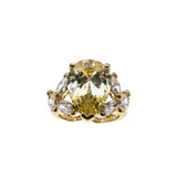 Canary Yellow Sparkler - Vintage Gold Plated Sterling Silver Cubic Zirconia Ring (VR1057)