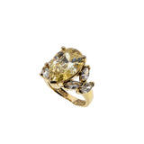 Canary Yellow Sparkler - Vintage Gold Plated Sterling Silver Cubic Zirconia Ring (VR1057)