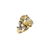 Canary Yellow Sparkler - Vintage Gold Plated Sterling Silver Cubic Zirconia Ring (VR1057)