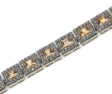 Canary Yellow Adornment - Vintage Sterling Silver Radiant Cut Cubic Zirconia Tennis Bracelet (VB133)