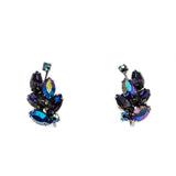 Spray Of Jewels - Vintage Rhodium Plated Austrian Swarovski Aurora Borealis Crystal Clip-On Earrings (VE368)