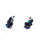 Spray Of Jewels - Vintage Rhodium Plated Austrian Swarovski Aurora Borealis Crystal Clip-On Earrings (VE368)