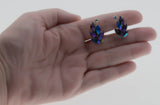 Spray Of Jewels - Vintage Rhodium Plated Austrian Swarovski Aurora Borealis Crystal Clip-On Earrings (VE368)
