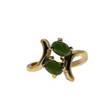 Sarah Coventry - Vintage Gold Plated Simulated Jade Bypass Ring (VR1054)