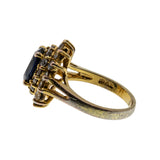 Blue & White Classic - Vintage Gold Plated Crystal Cluster Ring (VR1059)