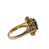 Blue & White Classic - Vintage Gold Plated Crystal Cluster Ring (VR1059)