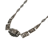 Deco Delight - Art Deco Sterling Silver Hand-Set Rose Cut Marcasite Necklace (ADN075)