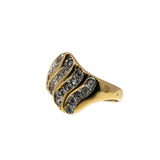 Catch A Wave - Vintage Signed 'Sarah Coventry' Gold Plated Crystal Rhinestone Ring (VR1060)