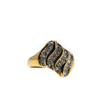 Catch A Wave - Vintage Signed 'Sarah Coventry' Gold Plated Crystal Rhinestone Ring (VR1060)
