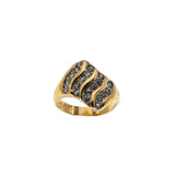Catch A Wave - Vintage Signed 'Sarah Coventry' Gold Plated Crystal Rhinestone Ring (VR1060)