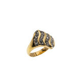 Catch A Wave - Vintage Signed 'Sarah Coventry' Gold Plated Crystal Rhinestone Ring (VR1060)