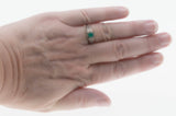May Birthstone & Hearts - Estate Sterling Silver Natural Emerald Engraved Filigree Ring (ER426)