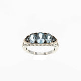 Sea Of Blue - Estate Sterling Silver Natural Sky Blue Topaz Engraved Ring (ER427)