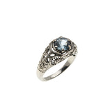 Blue Lace - Estate Sterling Silver Natural Sky Blue Topaz Filigree Ring (ER428)