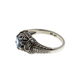 Victorian Revival - Estate Sterling Silver Blue Spinel & Seed Pearl Ring (ER430)