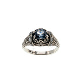 Victorian Revival - Estate Sterling Silver Blue Spinel & Seed Pearl Ring (ER430)