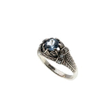 Victorian Revival - Estate Sterling Silver Blue Spinel & Seed Pearl Ring (ER430)