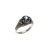 Victorian Revival - Estate Sterling Silver Blue Spinel & Seed Pearl Ring (ER430)