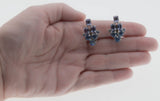 Lavender Fields - Vintage Rhodium Plated Austrian Swarovski Crystal Rhinestone Clip-On Earrings (VE369)