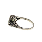 Jungle Gem - Estate Sterling Silver Natural Peridot Filigree Ring (ER432)