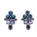 Lavender Fields - Vintage Rhodium Plated Austrian Swarovski Crystal Rhinestone Clip-On Earrings (VE369)