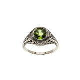 Jungle Gem - Estate Sterling Silver Natural Peridot Filigree Ring (ER432)