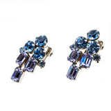 Lavender Fields - Vintage Rhodium Plated Austrian Swarovski Crystal Rhinestone Clip-On Earrings (VE369)