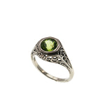 Jungle Gem - Estate Sterling Silver Natural Peridot Filigree Ring (ER432)