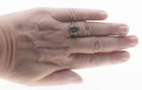 Morning Dew - Estate Sterling Silver Natural Green Amethyst Filigree Ring (ER434)