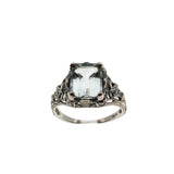 Morning Dew - Estate Sterling Silver Natural Green Amethyst Filigree Ring (ER434)